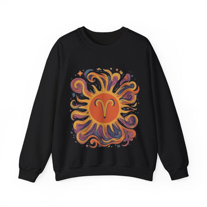 Sweatshirt S / Black Aries Energetic Swirl Soft Sweater: Ignite Your Cozy Side
