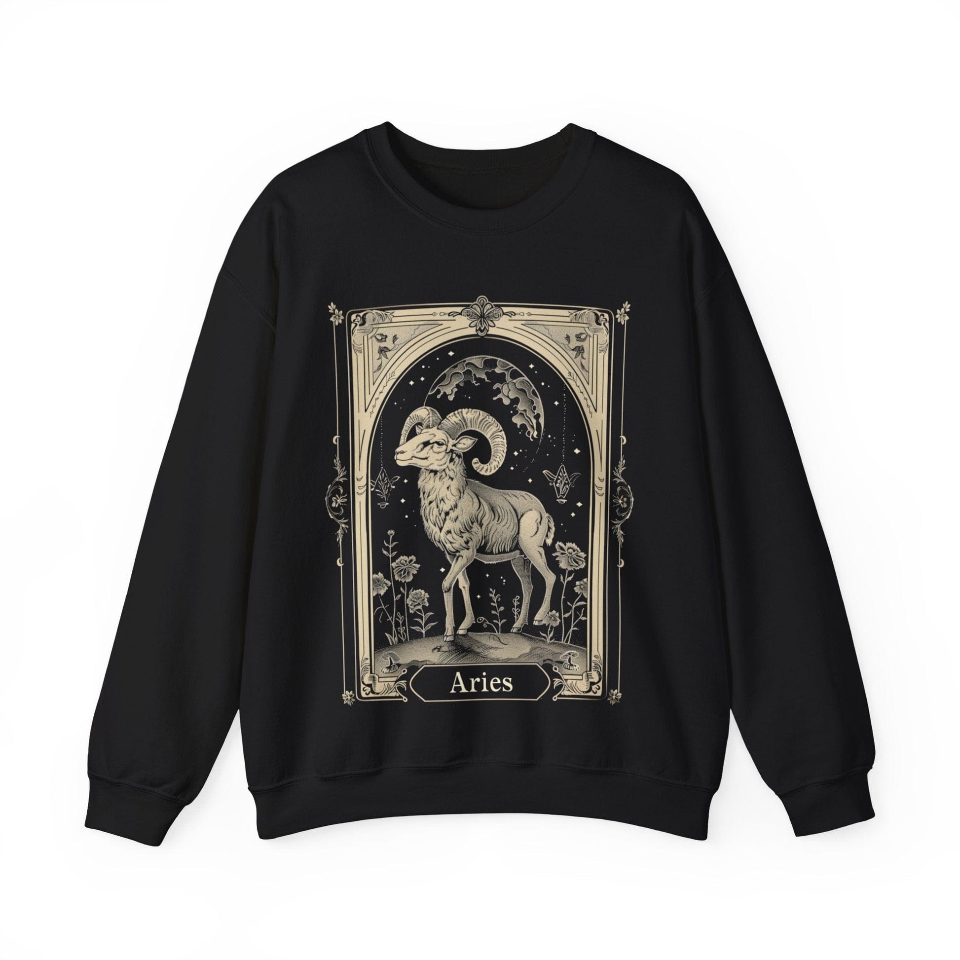 Sweatshirt S / Black Aries Illustrated Sweater: Weave the Stars into Your Wardrobe