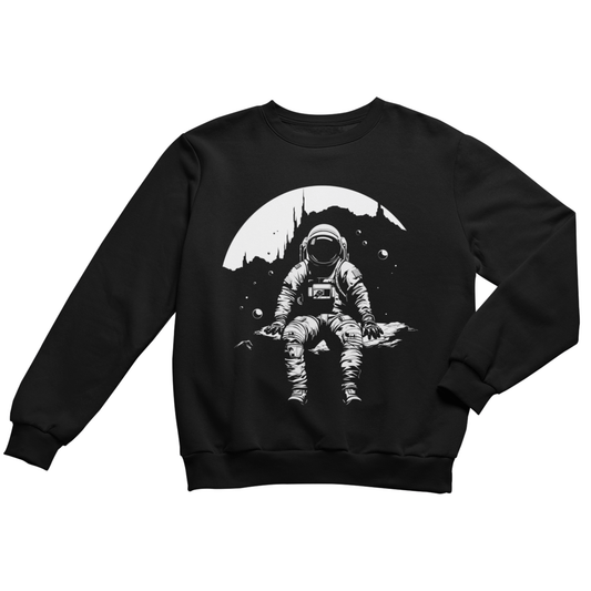 Sweatshirt S / Black Astronaut Moon Break Crewneck Sweatshirt