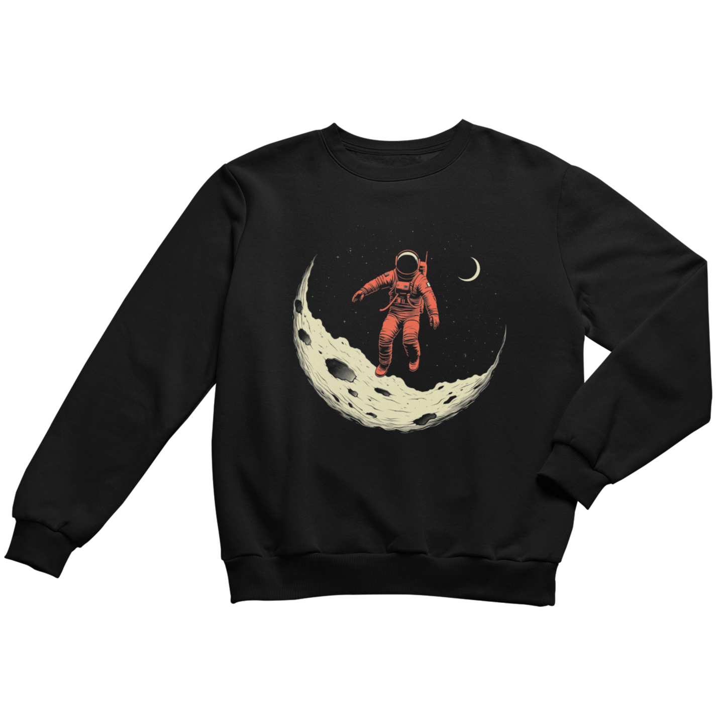 Sweatshirt S / Black Astronaut Moon Explorer Crewneck Sweatshirt