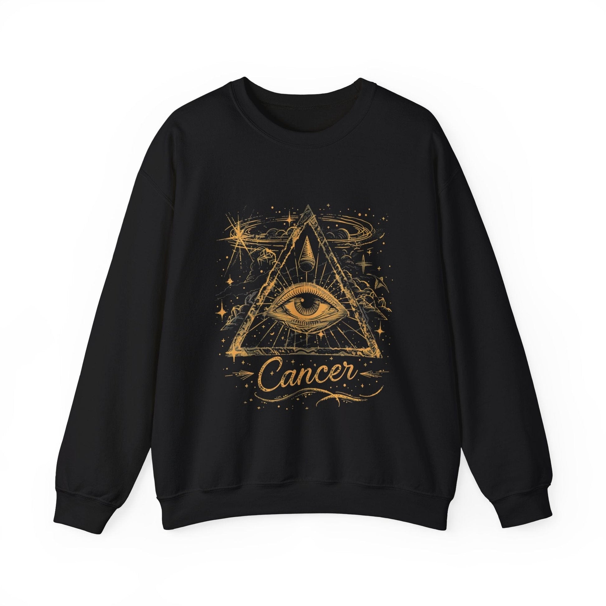 Sweatshirt S / Black Cancer Mystical Allure Crewneck Sweatshirt: Cosmic Comfort Meets Esoteric Style