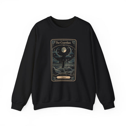 Sweatshirt S / Black Cancer Tarot Card Guardian Crewneck: Vintage Celestial Warmth