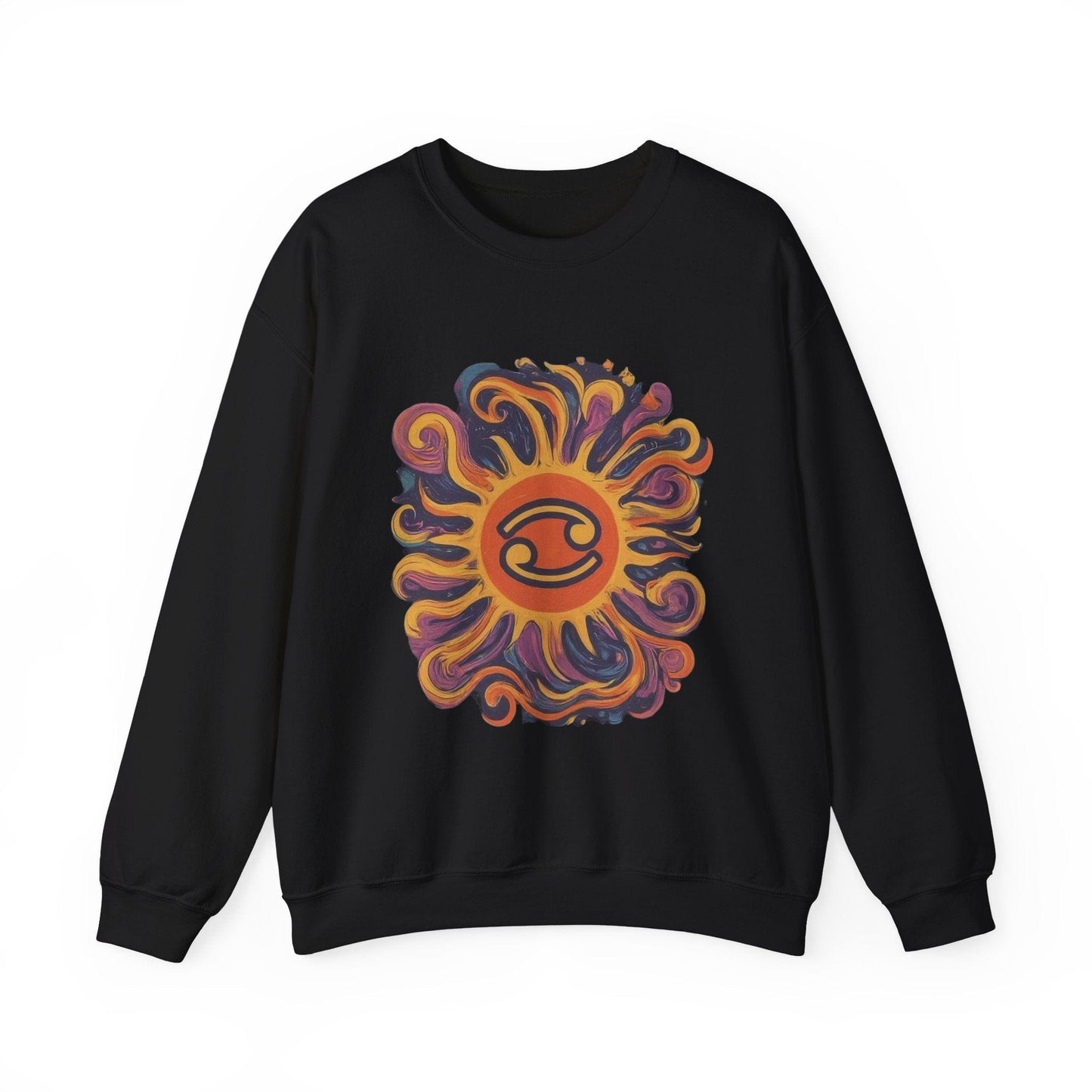 Sweatshirt S / Black Cosmic Cancer Sweater: Groovy 60s Vibes