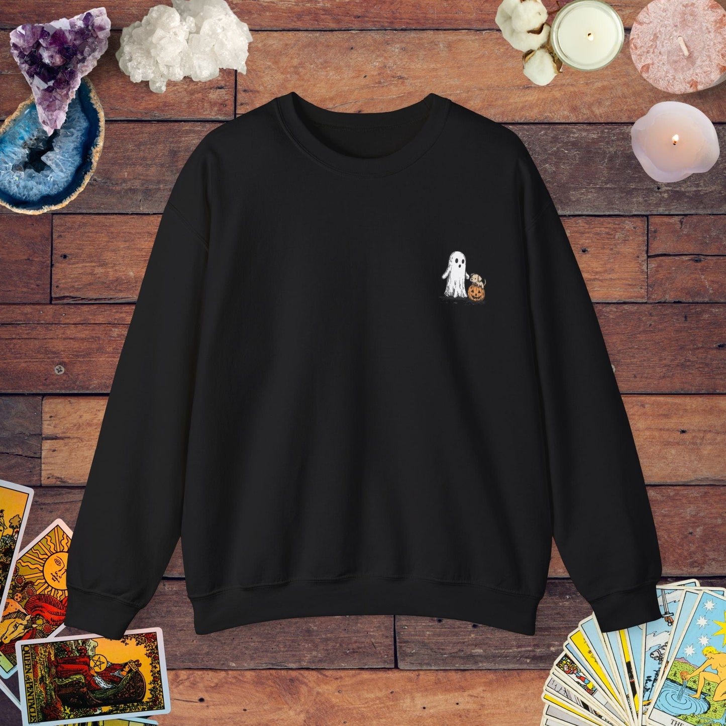 Sweatshirt S / Black Ghost & Dog Walk Sweater - Halloween Limited Edition Sweater