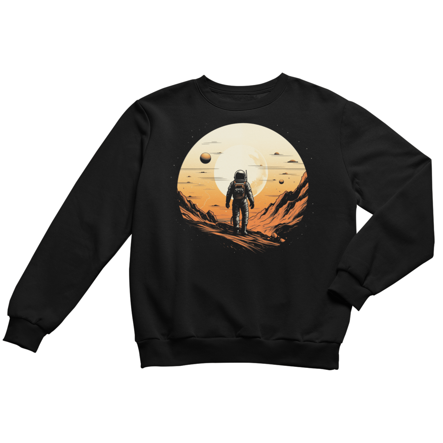 Sweatshirt S / Black Lunar Explorer: Astronaut on the Moon Crewneck Sweatshirt