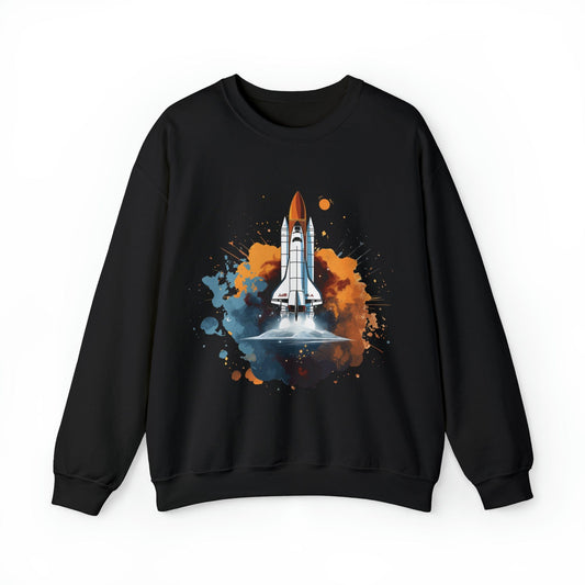 Sweatshirt S / Black Space Shuttle Color Splash Crewneck Sweatshirt