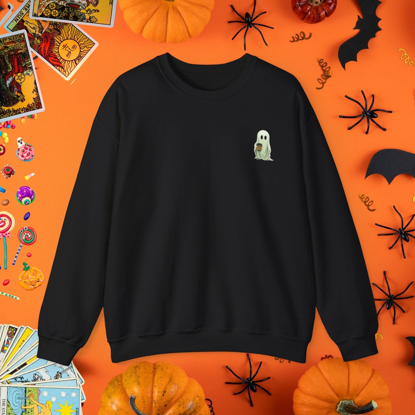 Sweatshirt S / Black Spooky Coffee Ghost Sweatshirt - Halloween Limited Edition