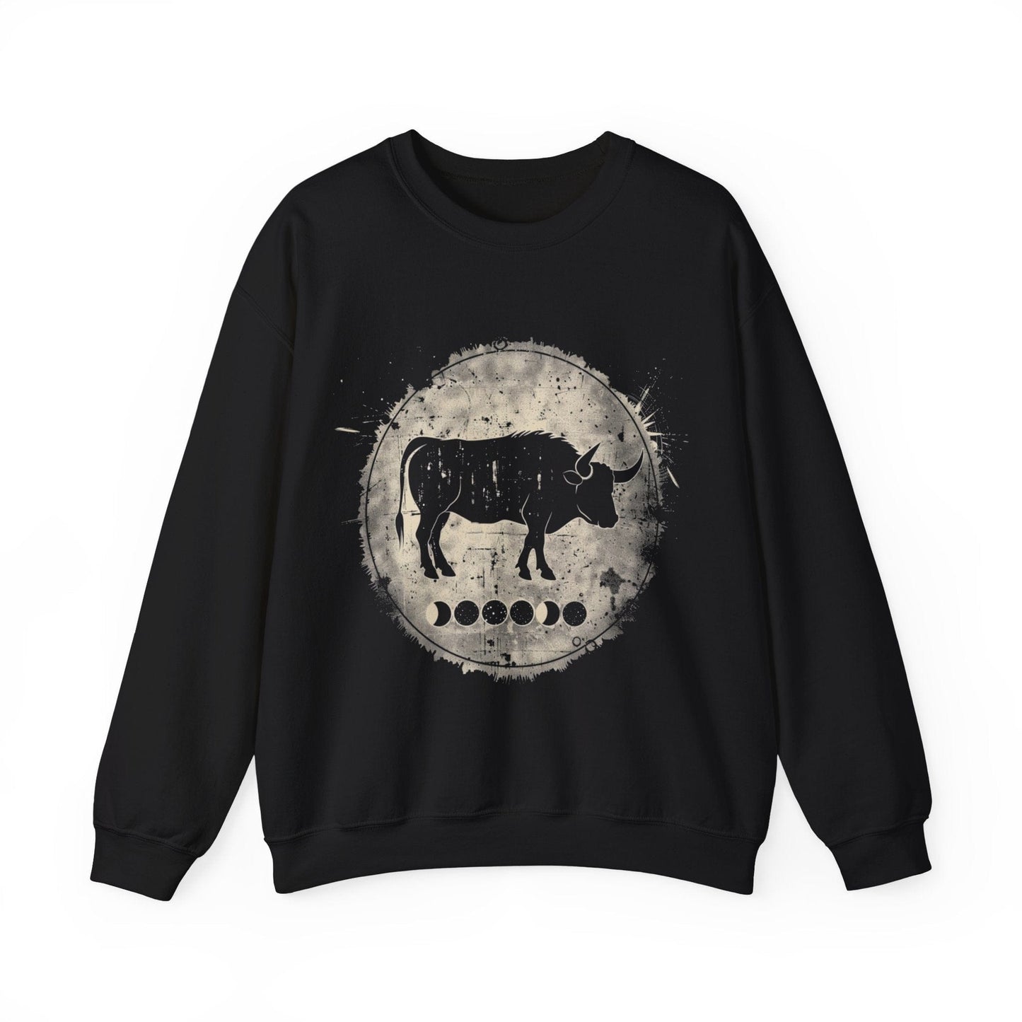 Sweatshirt S / Black Taurus Lunar Phase Sweater