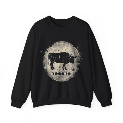 Sweatshirt S / Black Taurus Lunar Phase Sweater