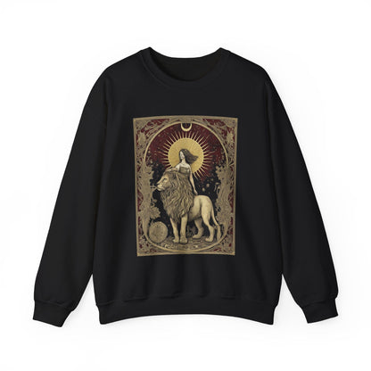 Sweatshirt S / Black The Lion's Strength Tarot Leo Soft Crewneck Sweatshirt