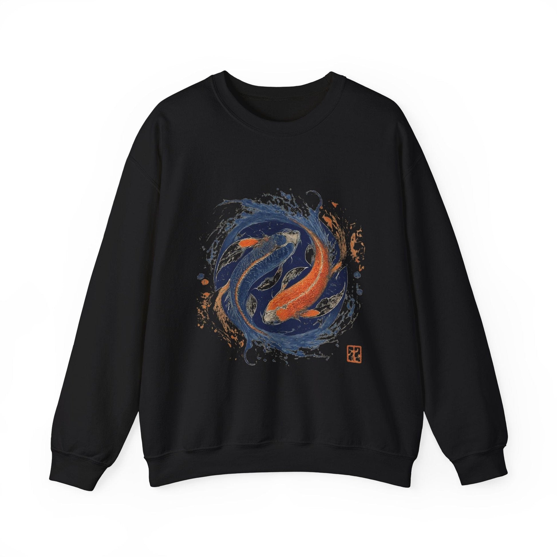 Sweatshirt S / Black Traditional Koi Pisces Soft Sweater: Embrace the Depths