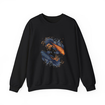 Sweatshirt S / Black Traditional Pisces Koi Soft Sweater
