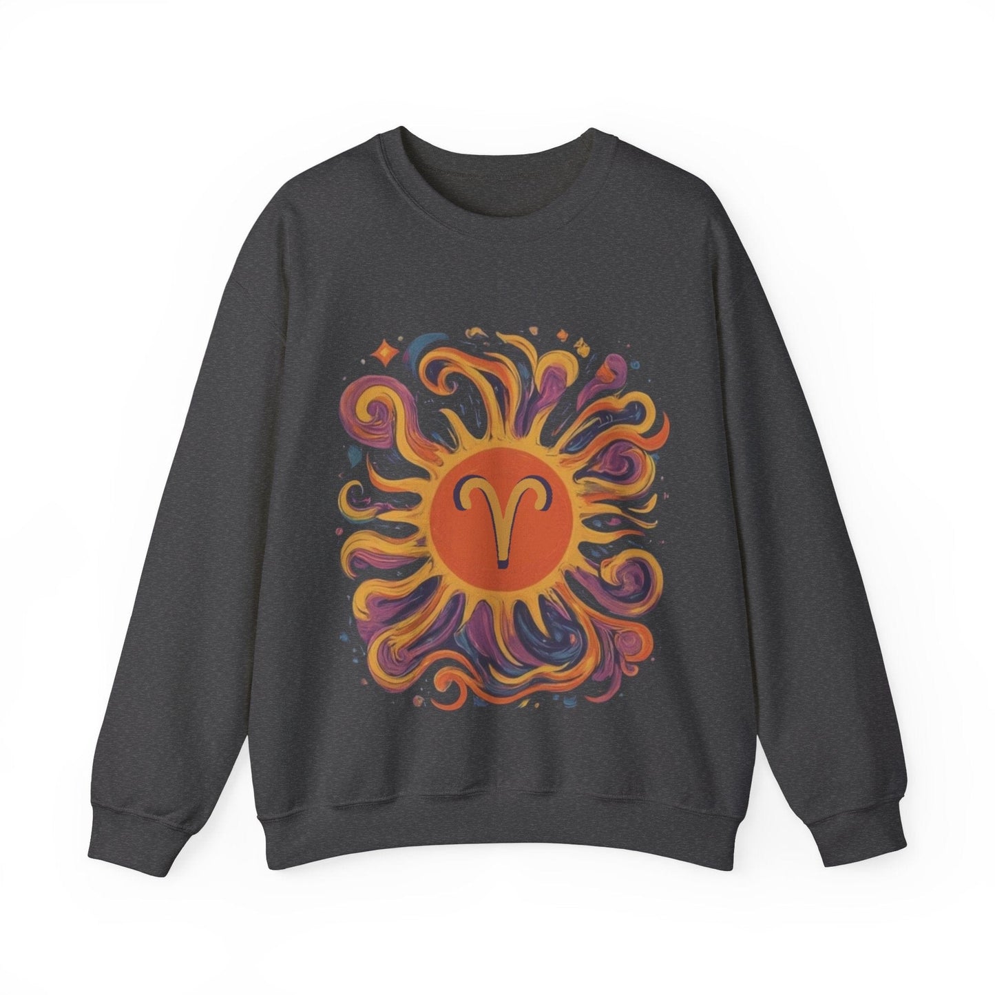 Sweatshirt S / Dark Heather Aries Energetic Swirl Soft Sweater: Ignite Your Cozy Side