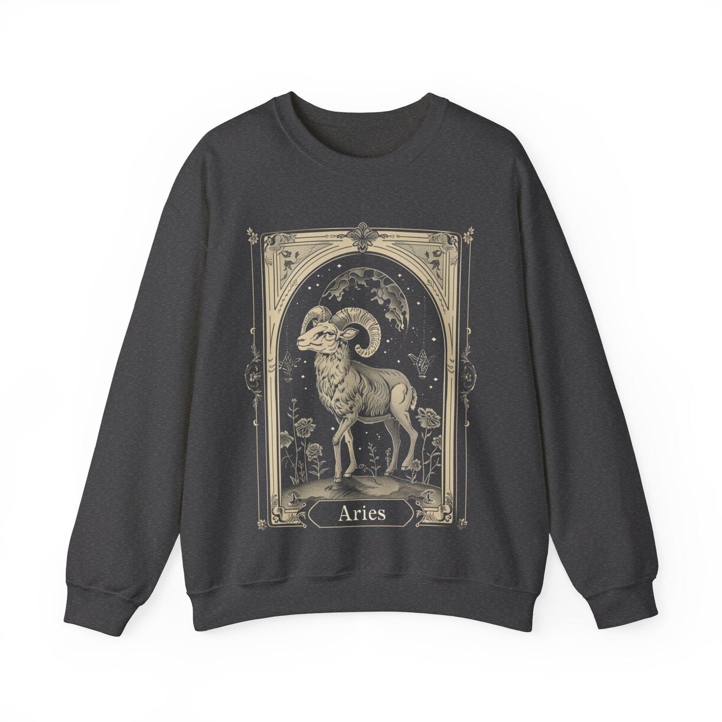 Sweatshirt S / Dark Heather Aries Illustrated Sweater: Weave the Stars into Your Wardrobe