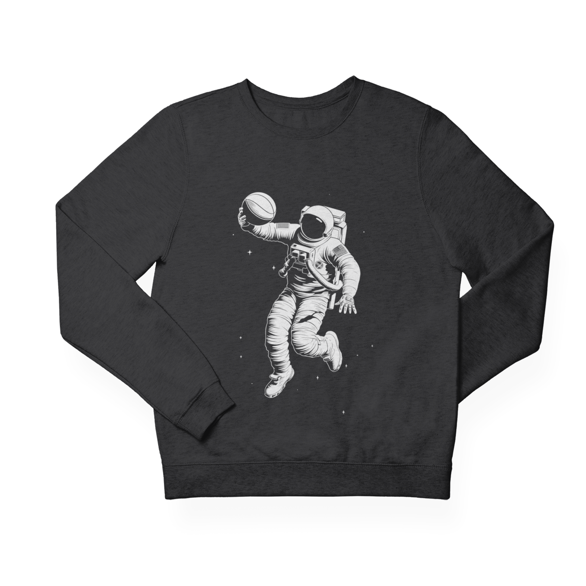 Sweatshirt S / Dark Heather Astronaut Basketball Crewneck Sweatshirt