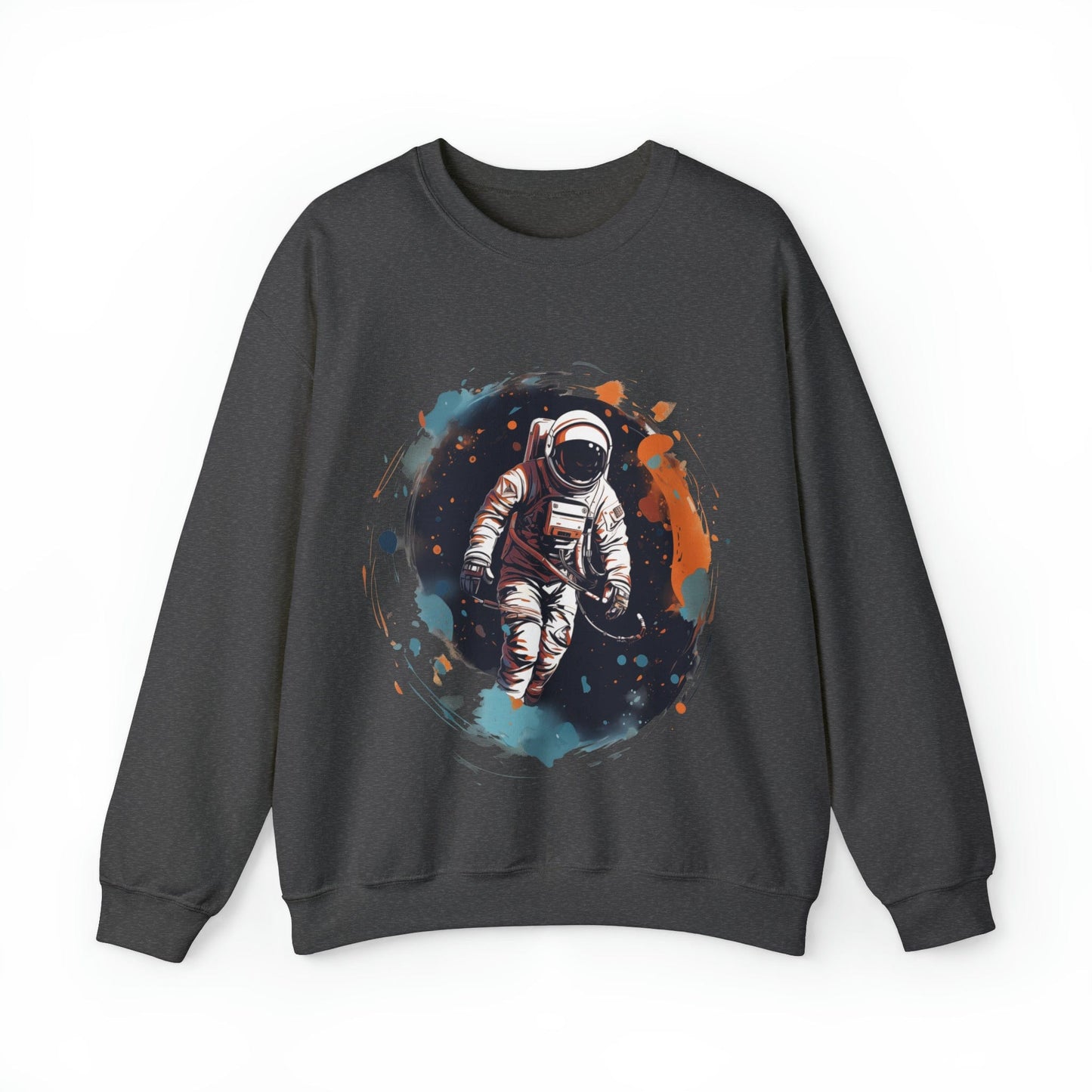 Sweatshirt S / Dark Heather Astronaut: Cosmic Swirl Crewneck Sweatshirt