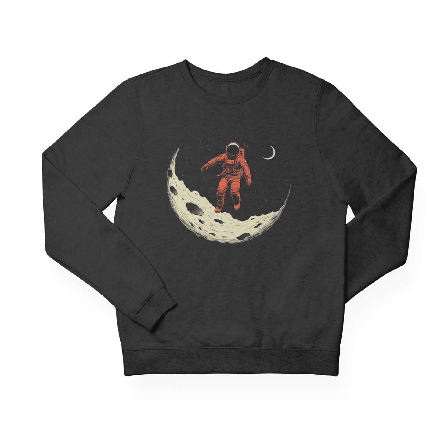 Sweatshirt S / Dark Heather Astronaut Moon Explorer Crewneck Sweatshirt