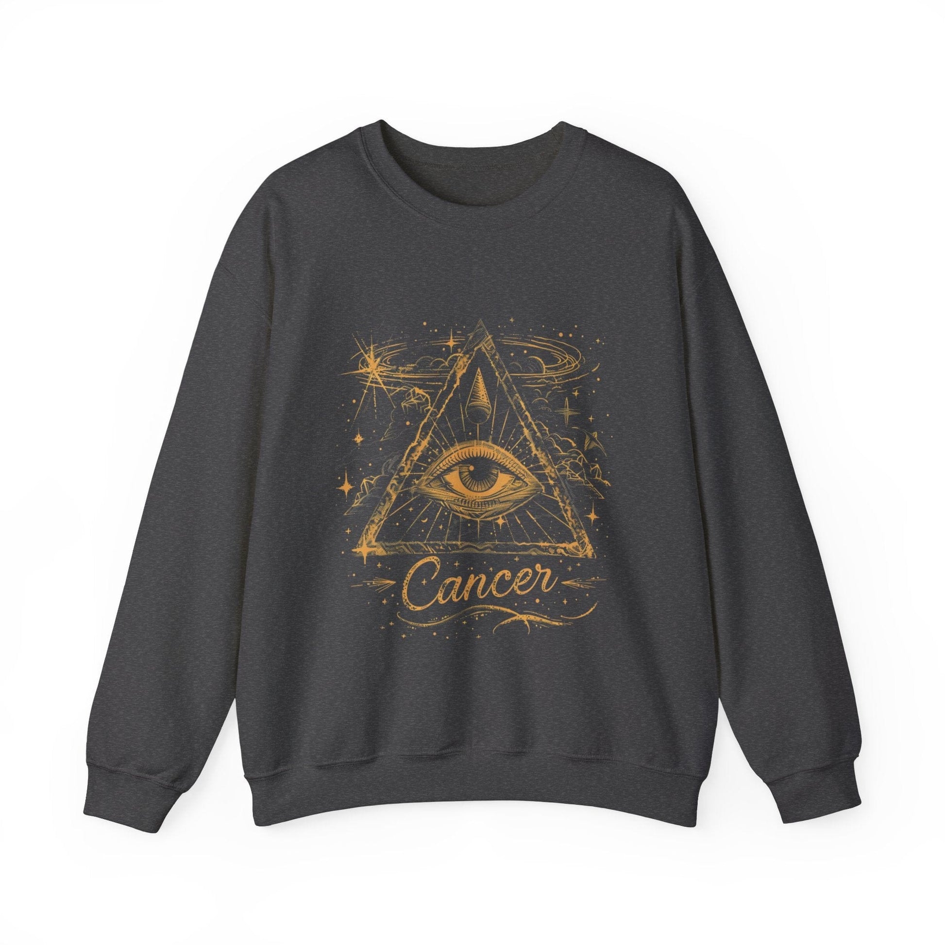 Sweatshirt S / Dark Heather Cancer Mystical Allure Crewneck Sweatshirt: Cosmic Comfort Meets Esoteric Style