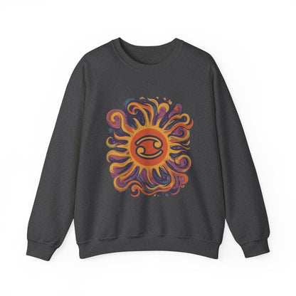 Sweatshirt S / Dark Heather Cosmic Cancer Sweater: Groovy 60s Vibes
