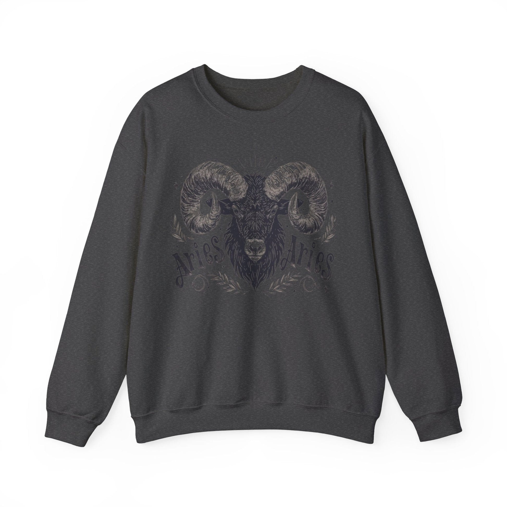 Sweatshirt S / Dark Heather Cosmic Ram Aries Soft Sweater: Embrace Your Fire