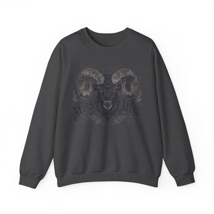 Sweatshirt S / Dark Heather Cosmic Ram Aries Soft Sweater: Embrace Your Fire