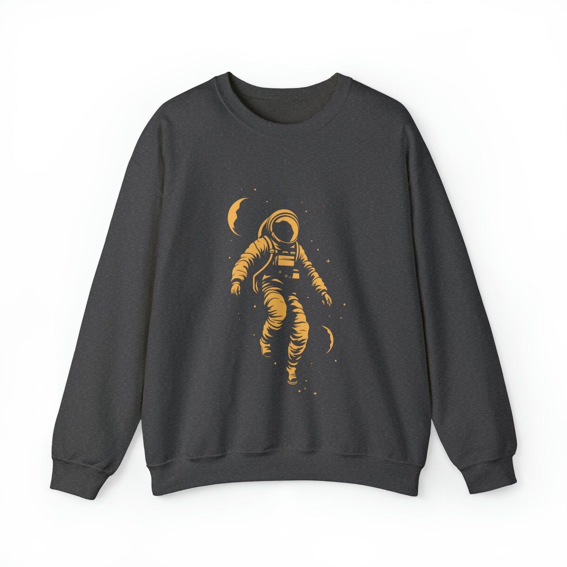 Sweatshirt S / Dark Heather Cosmic Wanderer: Astronaut in Cosmic Embrace Sweater