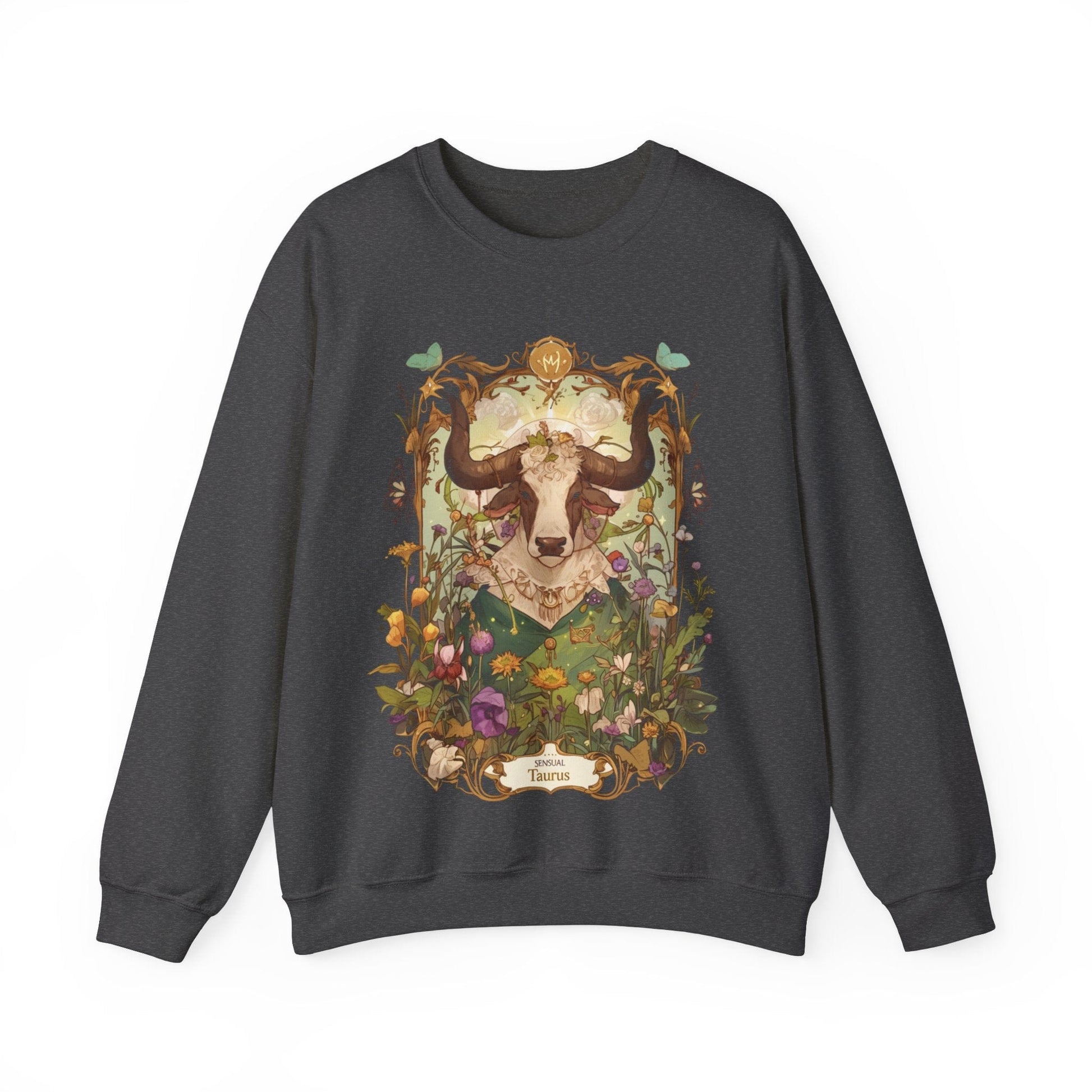 Sweatshirt S / Dark Heather Garden of Taurus: Astrology in Bloom Sweater