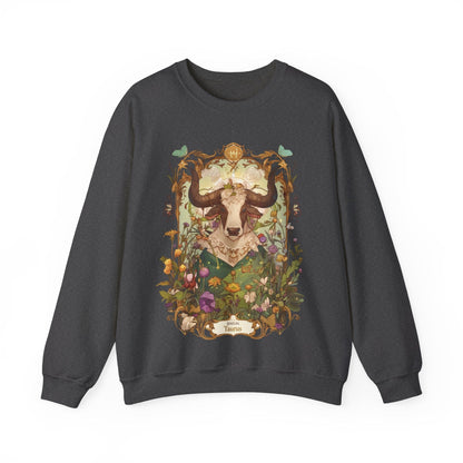 Sweatshirt S / Dark Heather Garden of Taurus: Astrology in Bloom Sweater