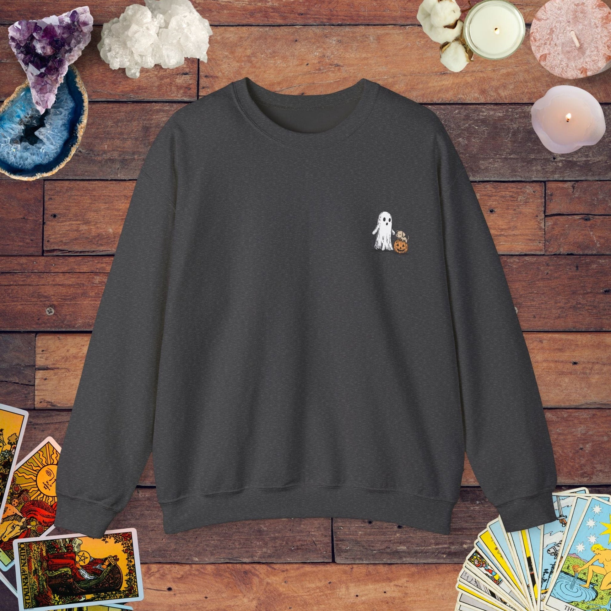 Sweatshirt S / Dark Heather Ghost & Dog Walk Sweater - Halloween Limited Edition Sweater