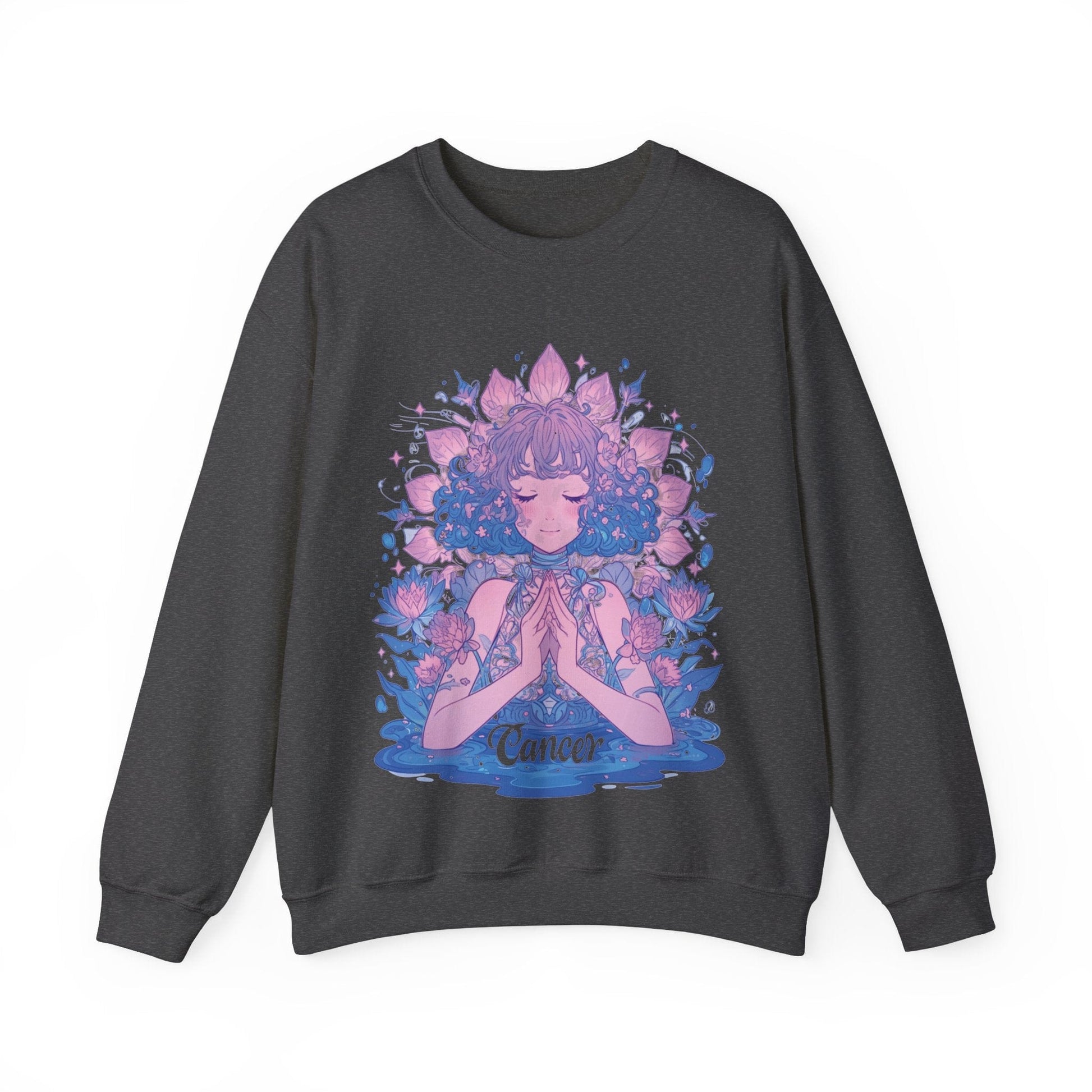 Sweatshirt S / Dark Heather Lunar Bloom Cancer Sweater: Embrace Tranquility