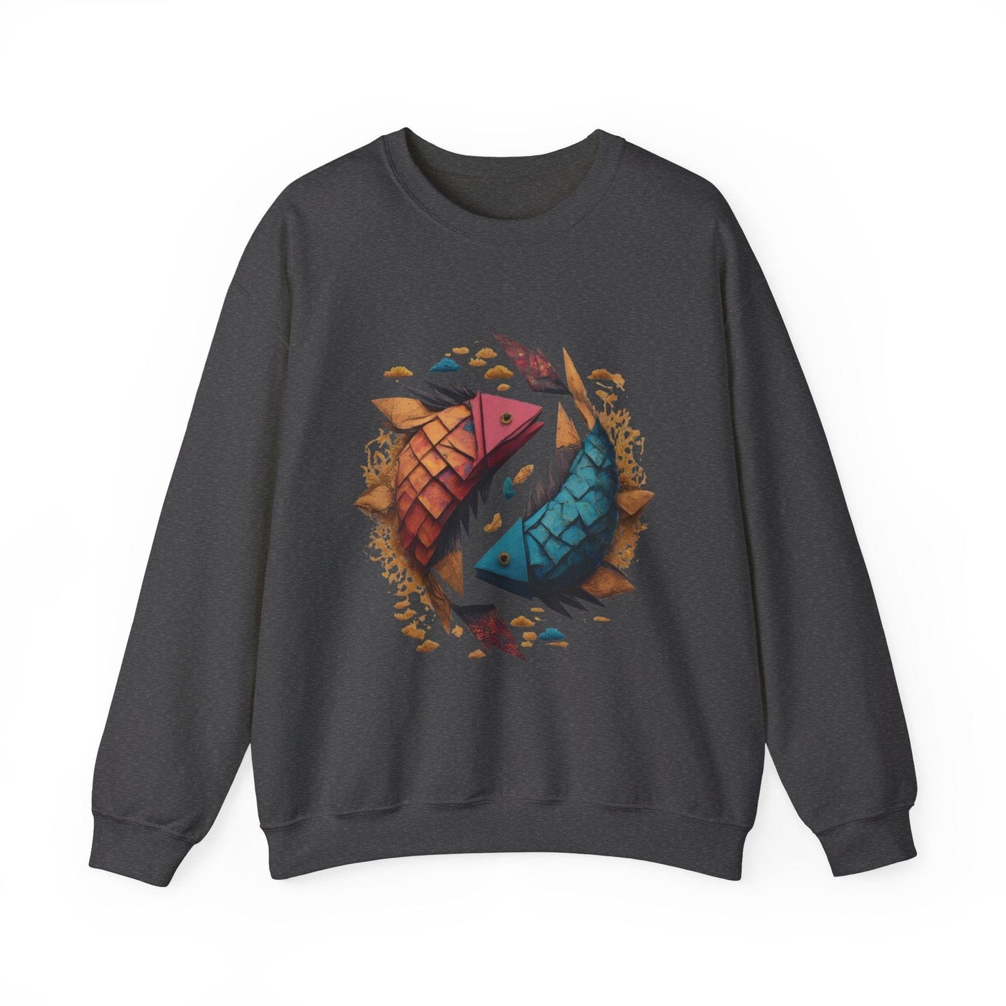 Sweatshirt S / Dark Heather Origami Pisces Soft Sweater