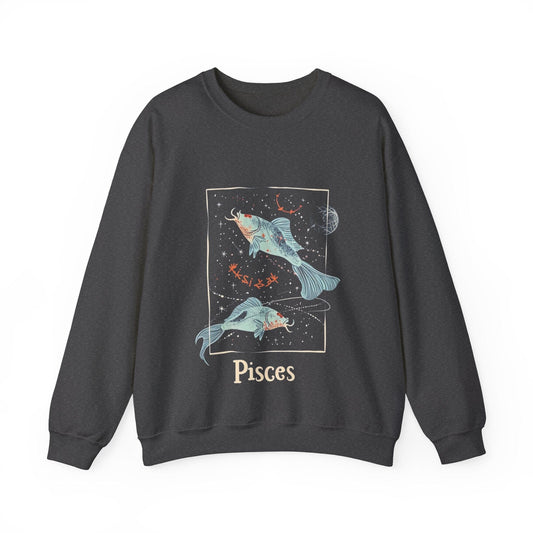 Sweatshirt S / Dark Heather Pisces Sweater: Celestial Soft-Fit for Astrology Lovers