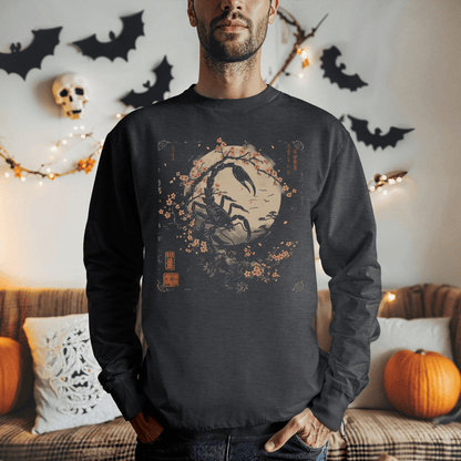 Sweatshirt S / Dark Heather Scorpio's Night Sky Extra Soft Sweater: Japanese Art in Premium Cotton Blend