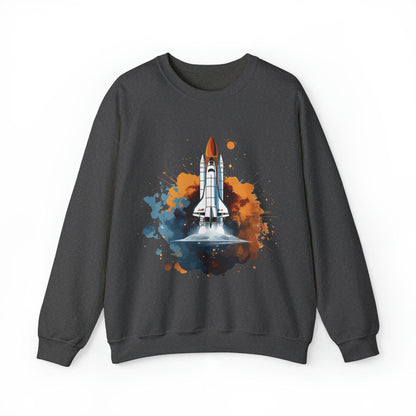 Sweatshirt S / Dark Heather Space Shuttle Color Splash Crewneck Sweatshirt