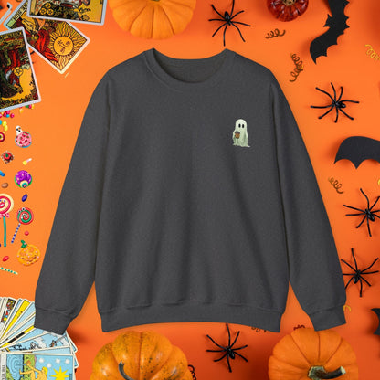 Sweatshirt S / Dark Heather Spooky Coffee Ghost Sweatshirt - Halloween Limited Edition