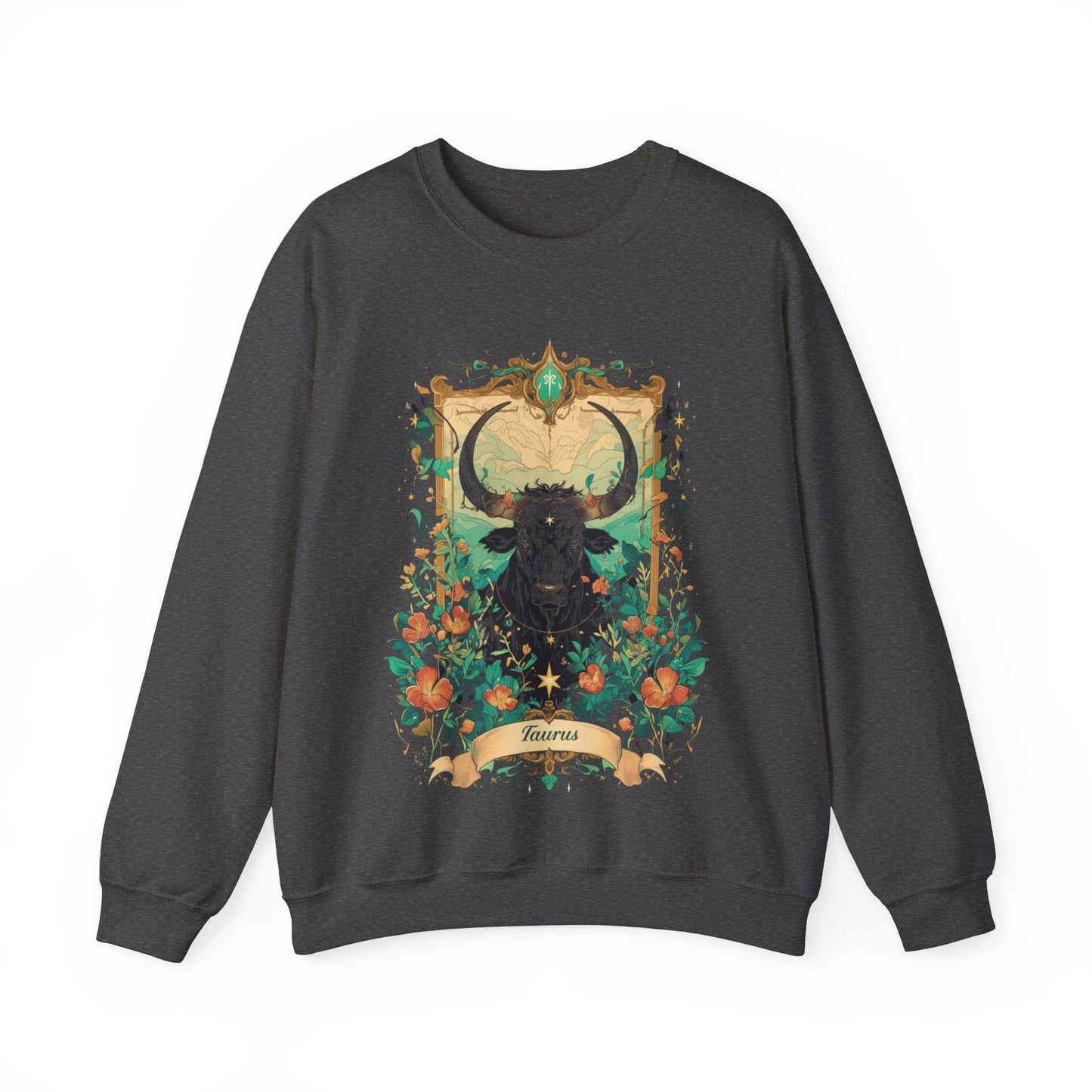 Sweatshirt S / Dark Heather Taurus Blossom: Celestial Garden Astrology Sweater