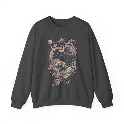 Sweatshirt S / Dark Heather Taurus Blossom Embrace Sweater: Serenity in Bloom