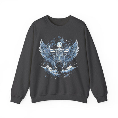 Sweatshirt S / Dark Heather Taurus Celestial Bull Sweater: Cosmic Resilience