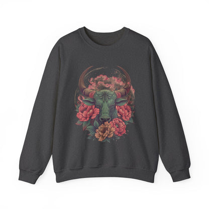 Sweatshirt S / Dark Heather Taurus Floral Majesty Sweater