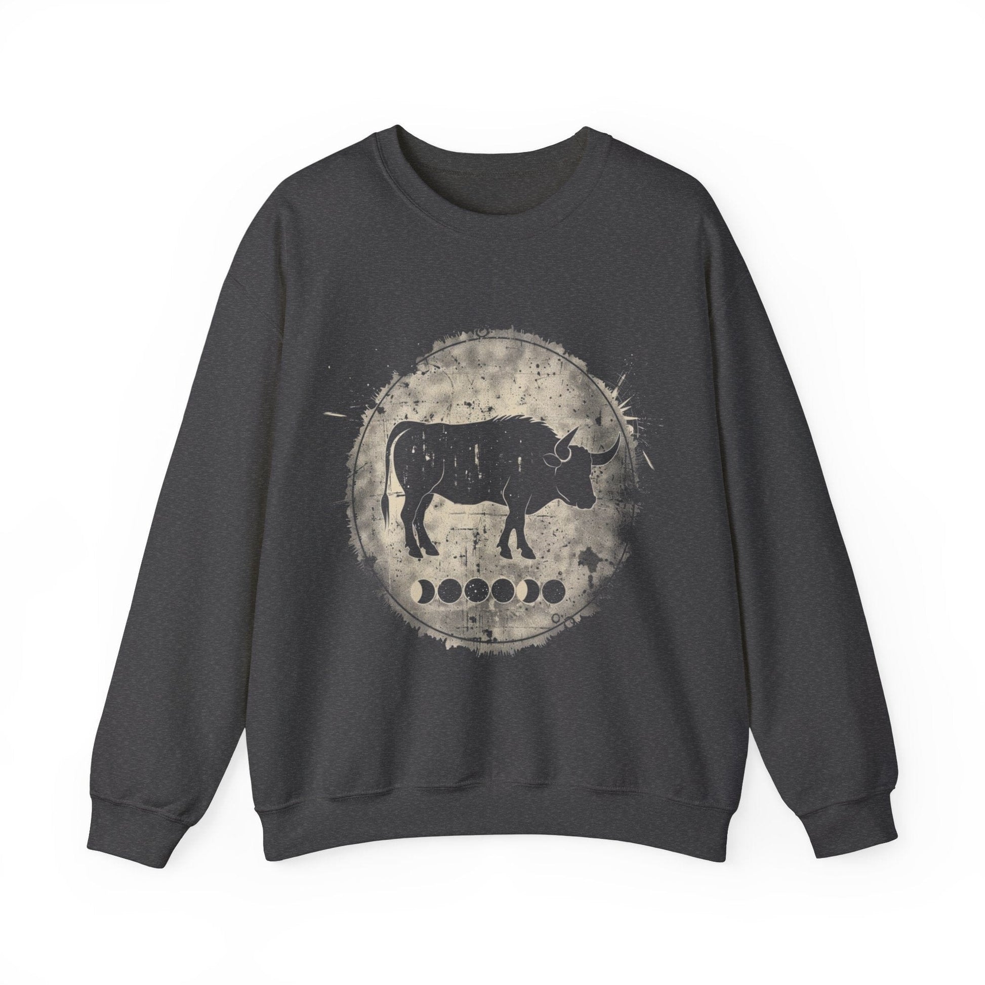 Sweatshirt S / Dark Heather Taurus Lunar Phase Sweater