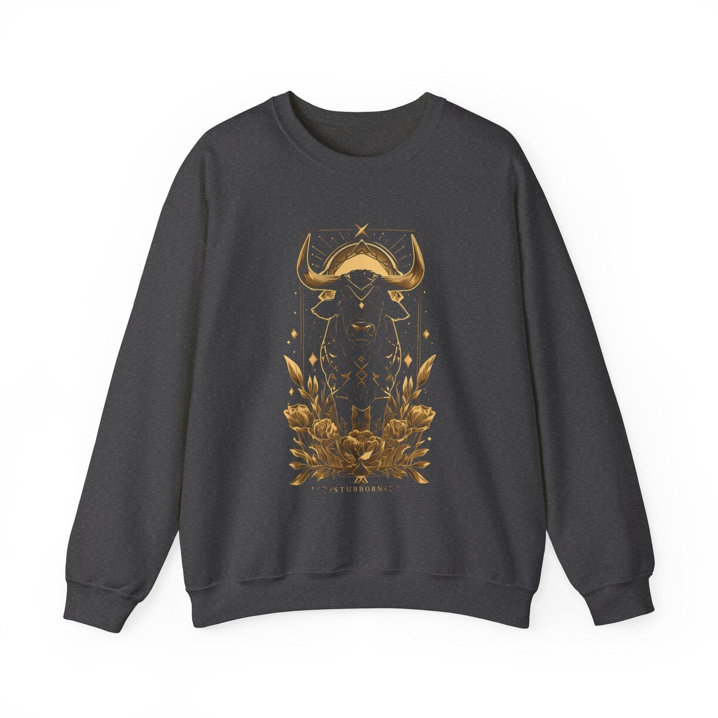 Sweatshirt S / Dark Heather Taurus the Guardian: Astrological Bull Power Sweater