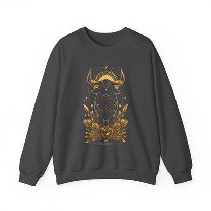 Sweatshirt S / Dark Heather Taurus the Guardian: Astrological Bull Power Sweater