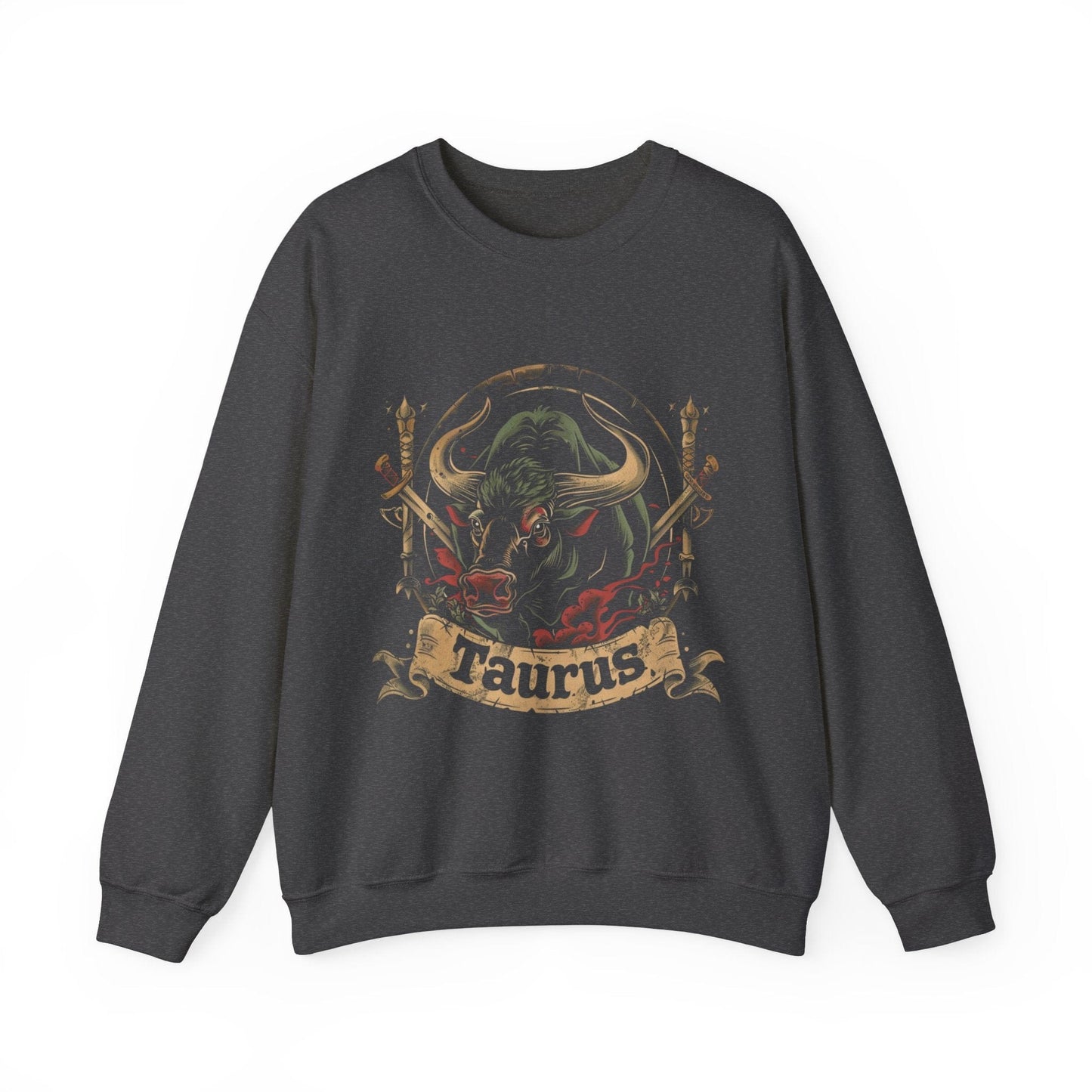 Sweatshirt S / Dark Heather Taurus Warrior Crest Sweater: Valor in Threads