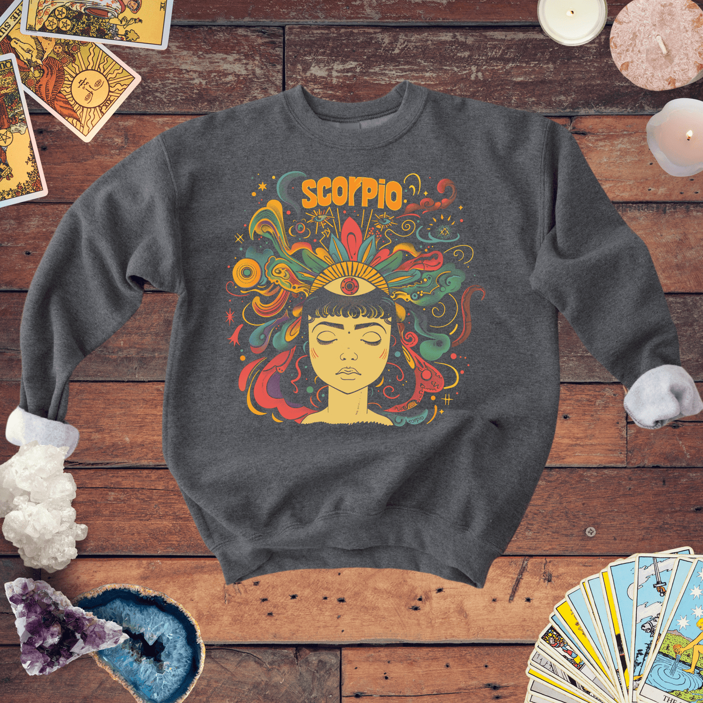 Sweatshirt S / Dark Heather The Intuitive Seer Scorpio Extra Soft Sweater