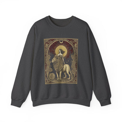 Sweatshirt S / Dark Heather The Lion's Strength Tarot Leo Soft Crewneck Sweatshirt