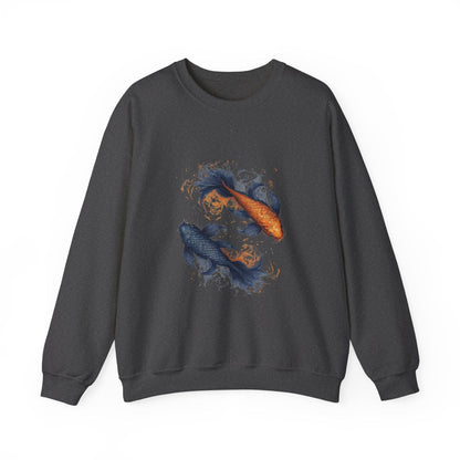 Sweatshirt S / Dark Heather Traditional Pisces Koi Soft Sweater