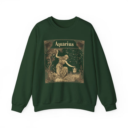 Sweatshirt S / Forest Green Aquarius Golden Age Sweatshirt: Cosmic Elegance Meets Modern Comfort