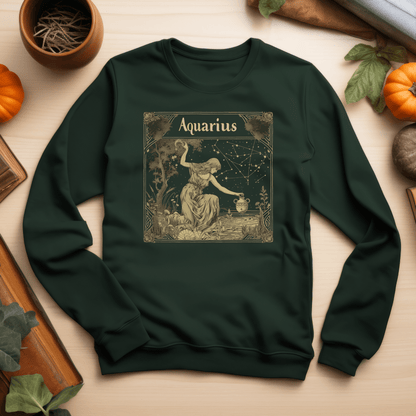 Sweatshirt S / Forest Green Aquarius Golden Age Sweatshirt: Cosmic Elegance Meets Modern Comfort