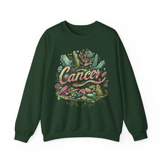 Sweatshirt S / Forest Green Cancer Zodiac Enchanted Garden Crewneck Sweatshirt: Comfort Meets Mystique