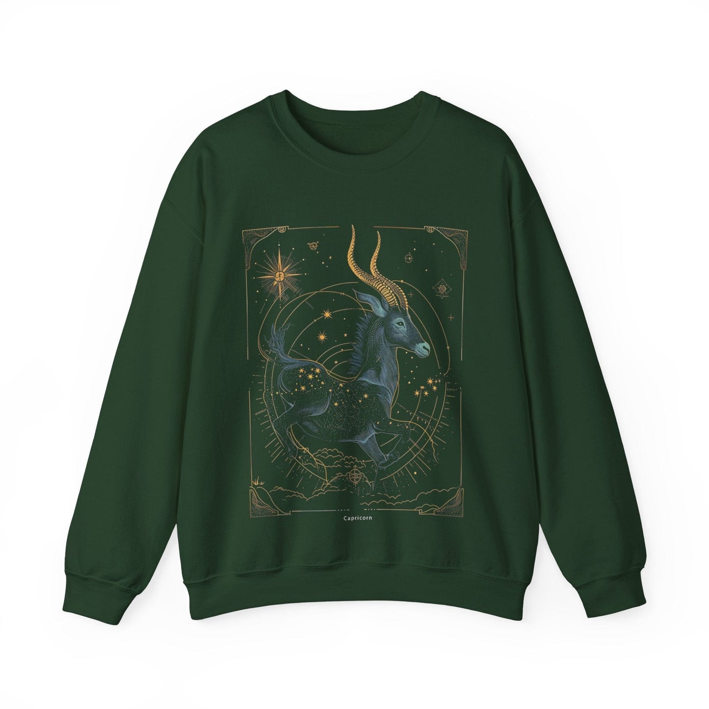 Sweatshirt S / Forest Green Capricorn Celestial Journey Sweatshirt: Stargaze in Comfort and Style